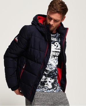 Superdry Sports Puffer Férfi Kabát Sötétkék/Világos Piros | OFHUI7681